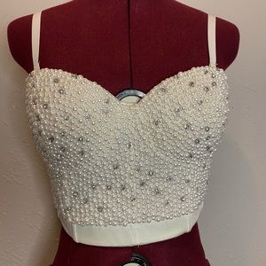 White embellished bustier top